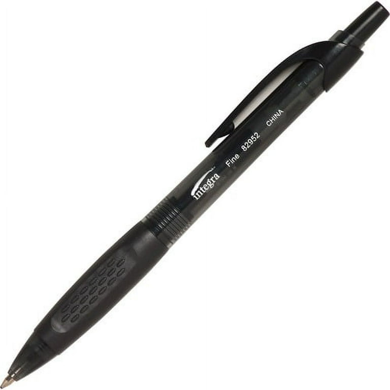 Integra 82952 Retractable Ballpoint Pens - Fine Pen Point - Retractable - Black - Black, Transparent Barrel - 1 Dozen Integra 82952 Retractable Ballpoint Pens - Fine Pen Point - Retractable - Black - Black, Transparent Barrel - 1 Dozen