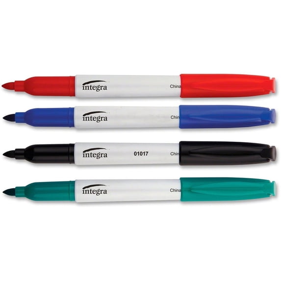 Integra Bullet Tip Dry-erase Whiteboard Marker Set - Bullet Marker Point Style - Assorted Alcohol Based Ink - Assorted Barrel - Fiber Tip - 4 / Set | Bundle of 5 Sets
