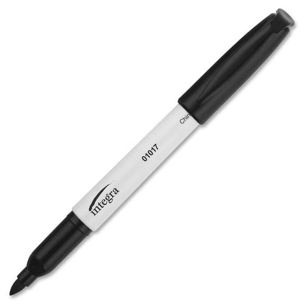 Integra Bullet Tip Dry-erase Whiteboard Markers - Bullet Marker Point Style - Black Alcohol Based Ink - Black Barrel - Fiber Tip - 1 Dozen Integra Bullet Tip Dry-erase Whiteboard Markers - Bullet Marker Point Style - Black Alcohol Based Ink - Black Barrel - Fiber Tip - 1 Dozen