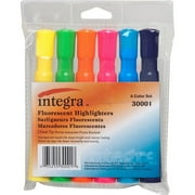 Integra Chisel Desk Liquid Highlighters - Chisel Marker Point Style - Assorted Water Based Ink - Assorted Barrel - 6 / Set | Bundle of 2 Sets