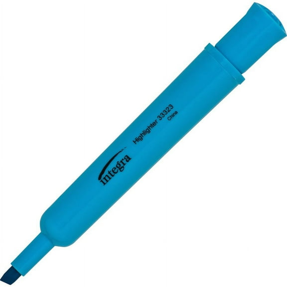 Integra Chisel Desk Liquid Highlighters - Chisel Marker Point Style - Fluorescent Blue - 1 Dozen | Bundle of 2 Dozen