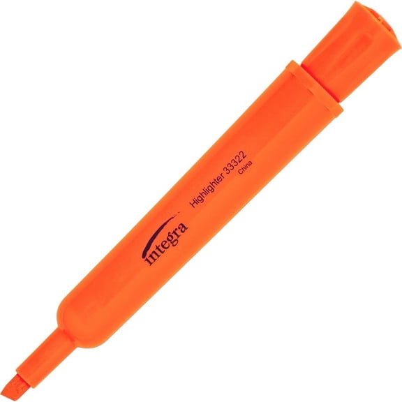 Integra Chisel Desk Liquid Highlighters - Chisel Marker Point Style - Fluorescent Orange - 1 Dozen | Bundle of 2 Dozen