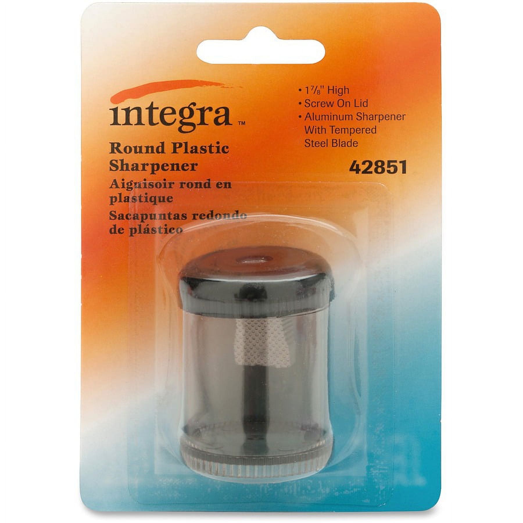Integra Handheld 1-hole Pencil Sharpener Canister - Desktop, Handheld - 1 Hole(s) - Plastic, Aluminum - Smoke - 1 Each Integra Handheld 1-hole Pencil Sharpener Canister - Desktop, Handheld - 1 Hole(s) - Plastic, Aluminum - Smoke - 1 Each