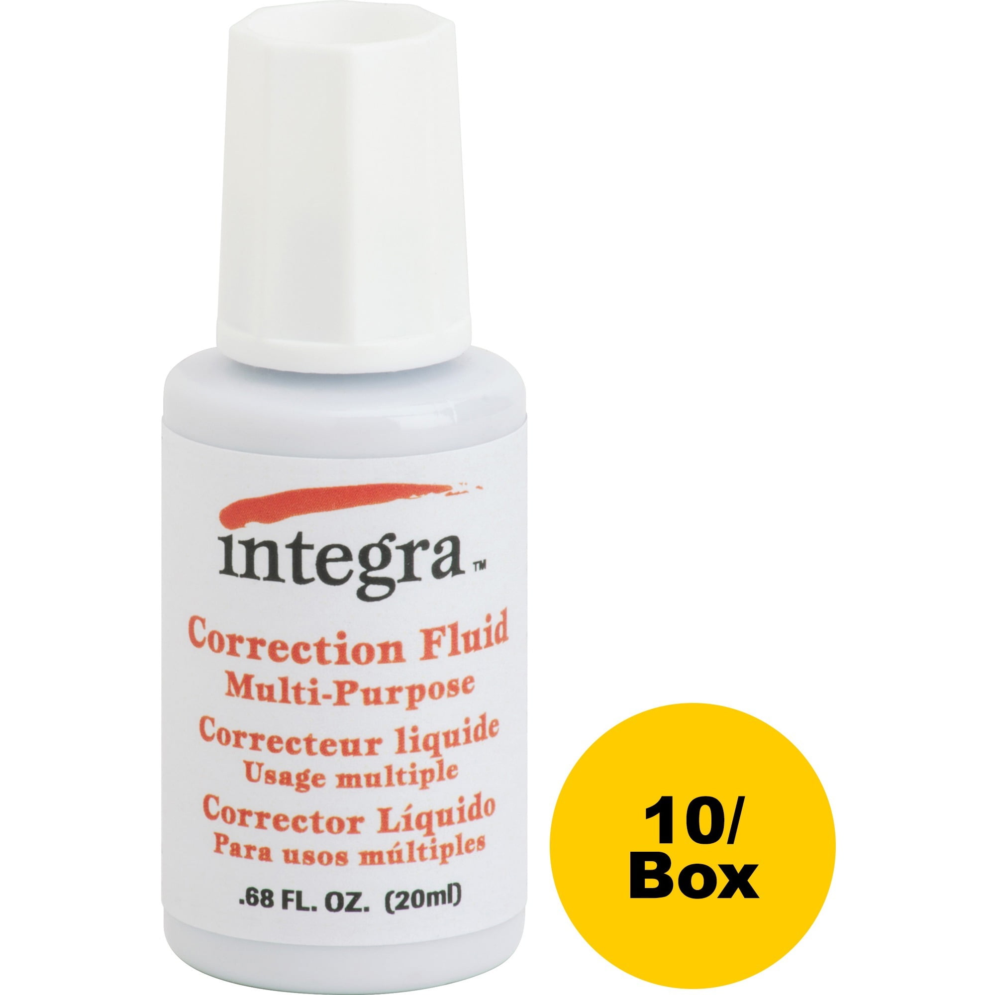 Integra Multipurpose Correction Fluid - Brush Applicator - 22 mL - White - 10 / Box Integra Multipurpose Correction Fluid - Brush Applicator - 22 mL - White - 10 / Box