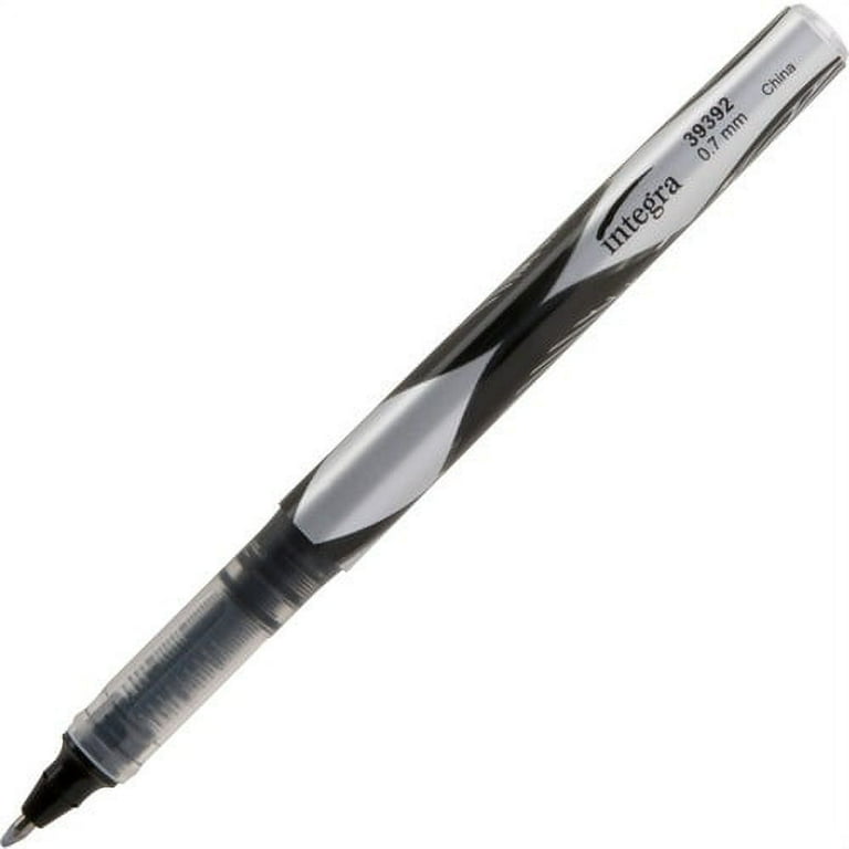 Integra Liquid Ink Rollerball Pens - Fine Pen Point - 0.7 mm Pen Point Size - Black - Black Barrel - Metal Tip - 1 Dozen Integra Liquid Ink Rollerball Pens - Fine Pen Point - 0.7 mm Pen Point Size - Black - Black Barrel - Metal Tip - 1 Dozen
