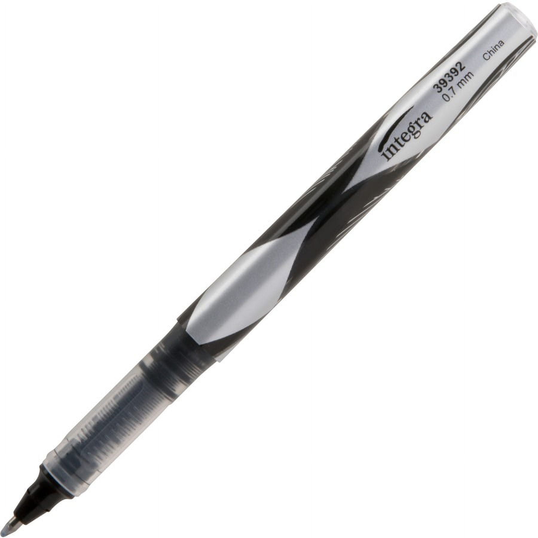 Integra Liquid Ink Rollerball Pens - Fine Pen Point - 0.7 mm Pen Point Size - Black - Black Barrel - Metal Tip - 1 Dozen Integra Liquid Ink Rollerball Pens - Fine Pen Point - 0.7 mm Pen Point Size - Black - Black Barrel - Metal Tip - 1 Dozen