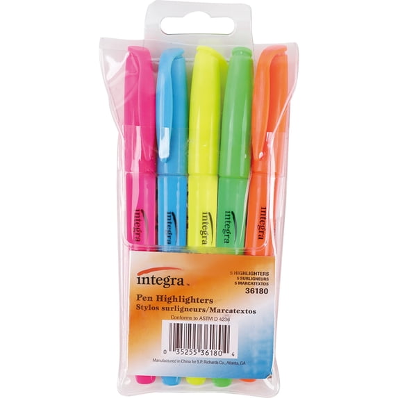 Integra, ITA36180, Pen Style Fluorescent Highlighters