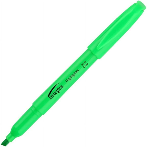 Integra Pen Style Fluorescent Highlighters - Chisel Marker Point Style - Green - 1 Dozen | Bundle of 5 Dozen