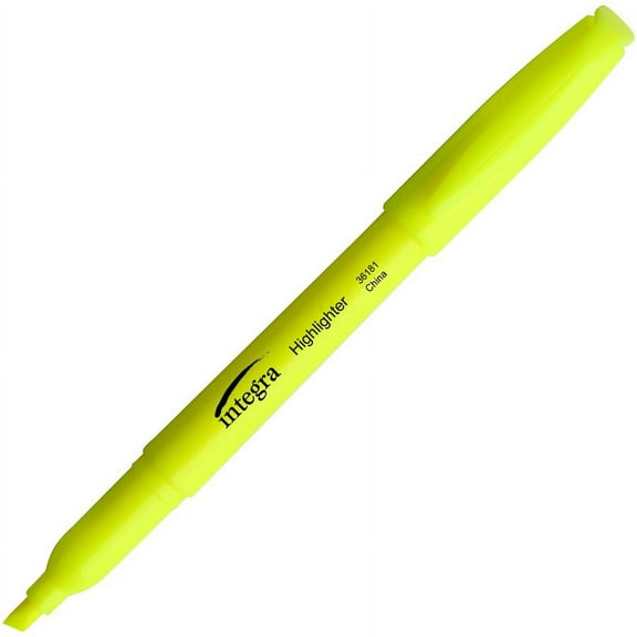 Integra Pen Style Fluorescent Highlighters - Chisel Marker Point Style - Yellow - 1 Dozen