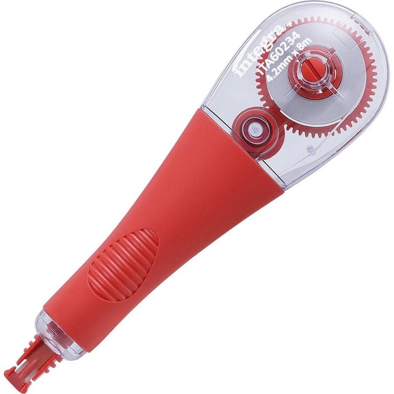 Integra Pen-style Retractable Correction Tape - 0.25" Width x 19.67 ft Length - White Tape - Pen Style Transparent Dispenser - Retractable, Non-refillable - 1 / Pack - Transparent