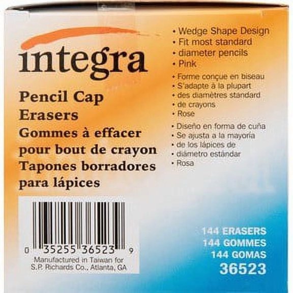 Integra Pencil Cap Erasers-3PK