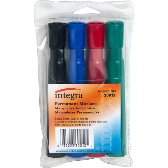 Integra Permanent Chisel Markers - Chisel Marker Point Style - Assorted - 4 / Set | Bundle of 2 Sets