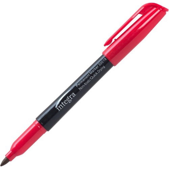 Integra Permanent Fine Point Markers - Fine Marker Point - Red - 1 Dozen | Bundle of 10 Dozen