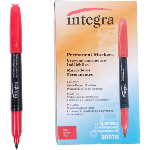 Integra Permanent Fine Point Markers, Red Ink (30018) | 5 Dozen (60 Total)