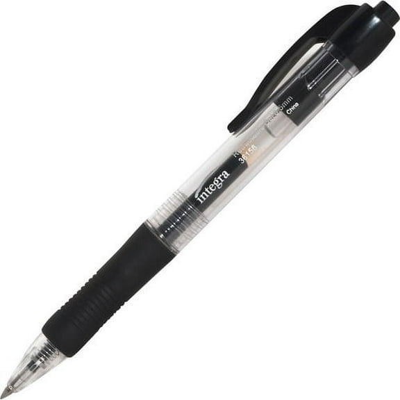Integra Retractable 0.5mm Gel Pens - Fine Pen Point - 0.5 mm Pen Point Size - Retractable - Black Gel-based Ink - Black Barrel - Metal Tip - 1 Dozen | Bundle of 10 Dozen
