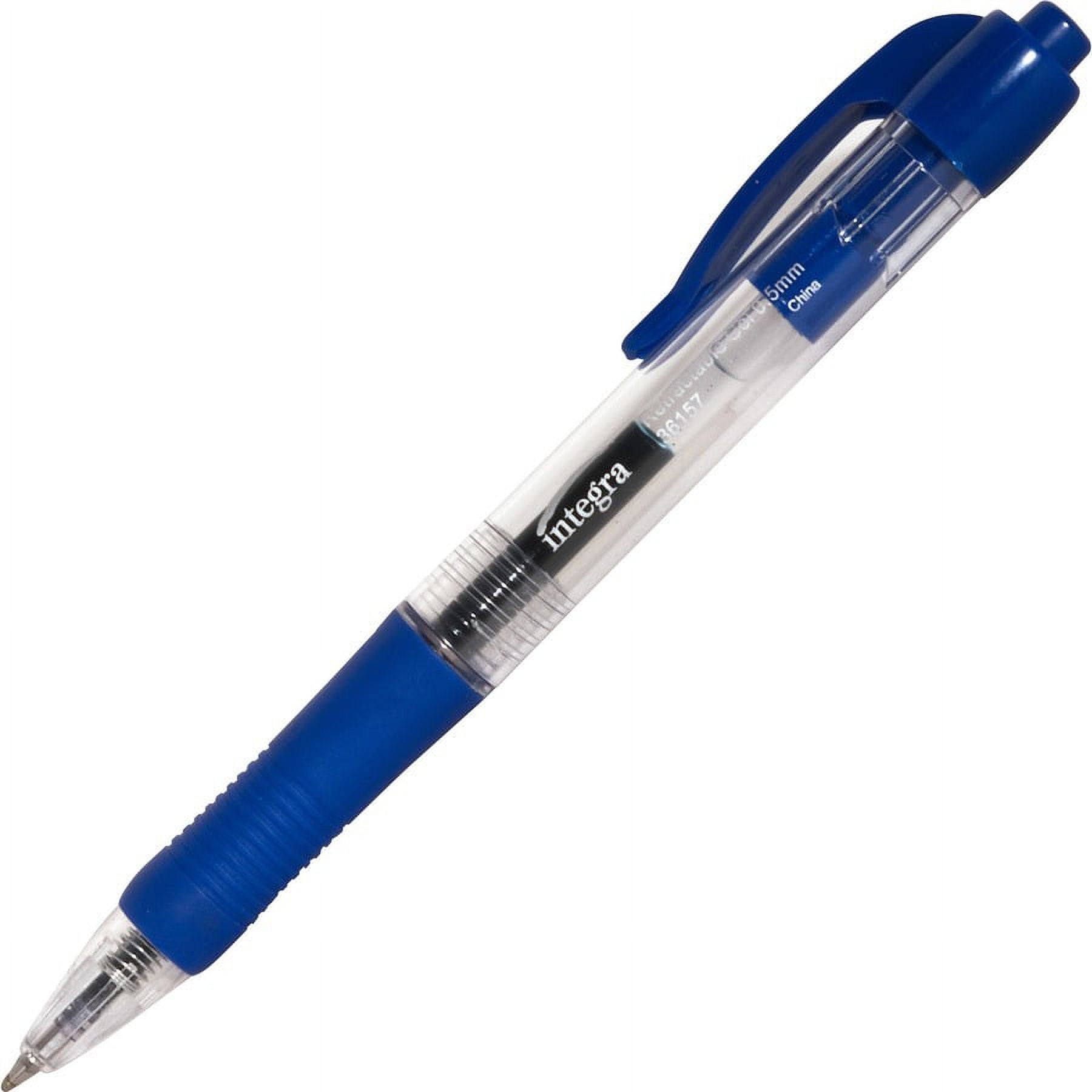 Integra Retractable 0.5mm Gel Pens - Fine Pen Point - 0.5 mm Pen Point Size - Retractable - Blue Gel-based Ink - Blue Barrel - Metal Tip - 1 Dozen Integra Retractable 0.5mm Gel Pens - Fine Pen Point - 0.5 mm Pen Point Size - Retractable - Blue Gel-based Ink - Blue Barrel - Metal Tip - 1 Dozen