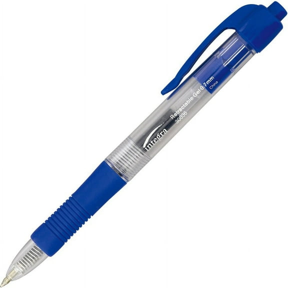 Integra Retractable 0.7mm Gel Pens - Blue Gel-Based Ink -Metal Tip