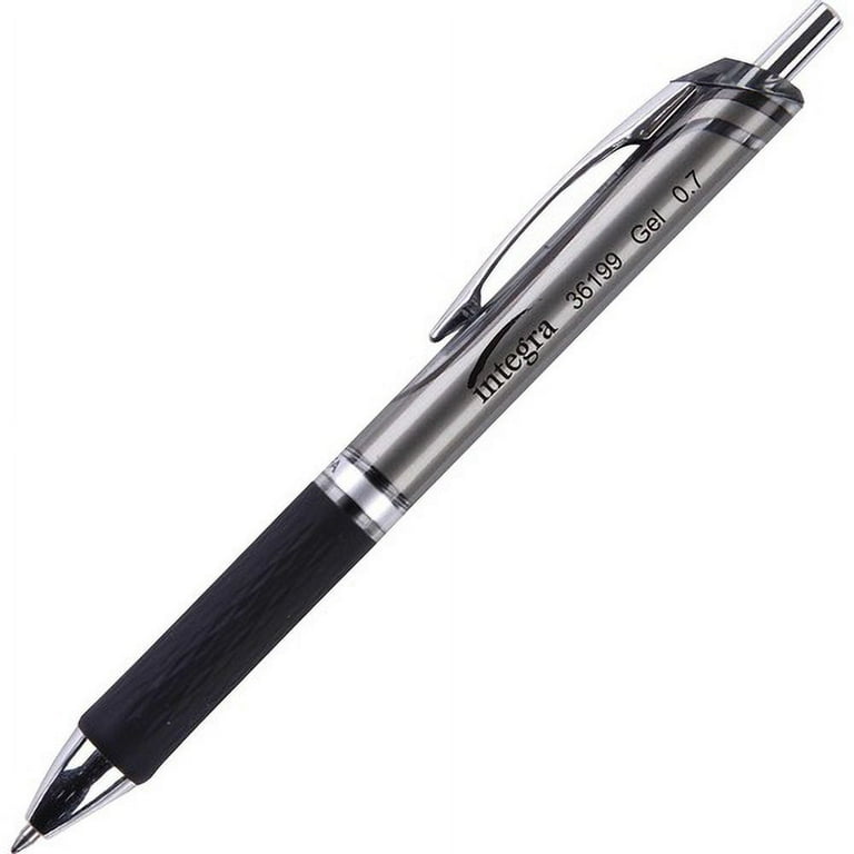 Integra Quick Dry Gel Ink Retractable Pen - 0.7 mm Pen Point Size - Retractable - Black Gel-based Ink - 1 Dozen Integra Quick Dry Gel Ink Retractable Pen - 0.7 mm Pen Point Size - Retractable - Black Gel-based Ink - 1 Dozen
