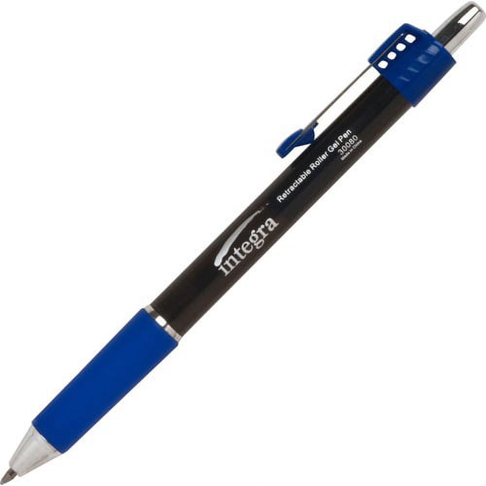 Integra Retractable Roller Gel Pen with Metal Clip - 0.7 mm Pen Point Size - Retractable - Blue Gel-based Ink - Blue Barrel - 1 Dozen Integra Retractable Roller Gel Pen with Metal Clip - 0.7 mm Pen Point Size - Retractable - Blue Gel-based Ink - Blue Barrel - 1 Dozen