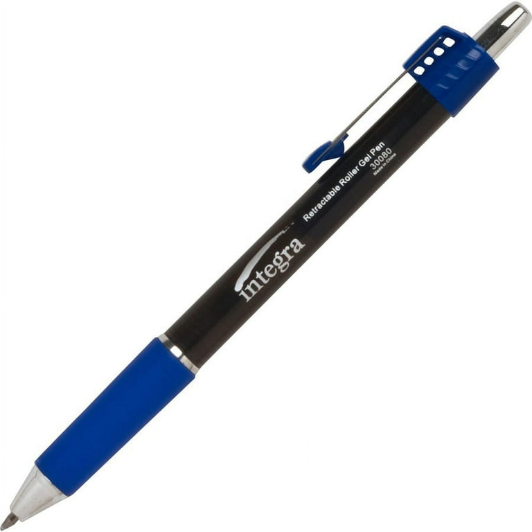 Integra Retractable Roller Gel Pen with Metal Clip - 0.7 mm Pen Point Size - Retractable - Blue Gel-based Ink - Blue Barrel - 1 Dozen Integra Retractable Roller Gel Pen with Metal Clip - 0.7 mm Pen Point Size - Retractable - Blue Gel-based Ink - Blue Barrel - 1 Dozen