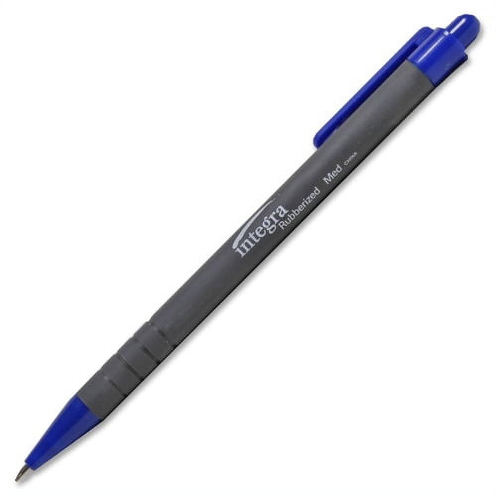 Integra Rubber Barrel Retractable Ballpoint Pens - Medium Pen Point - 1 mm Pen Point Size - Retractable - Blue - Rubber Barrel - 1 Dozen Integra Rubber Barrel Retractable Ballpoint Pens - Medium Pen Point - 1 mm Pen Point Size - Retractable - Blue - Rubber Barrel - 1 Dozen