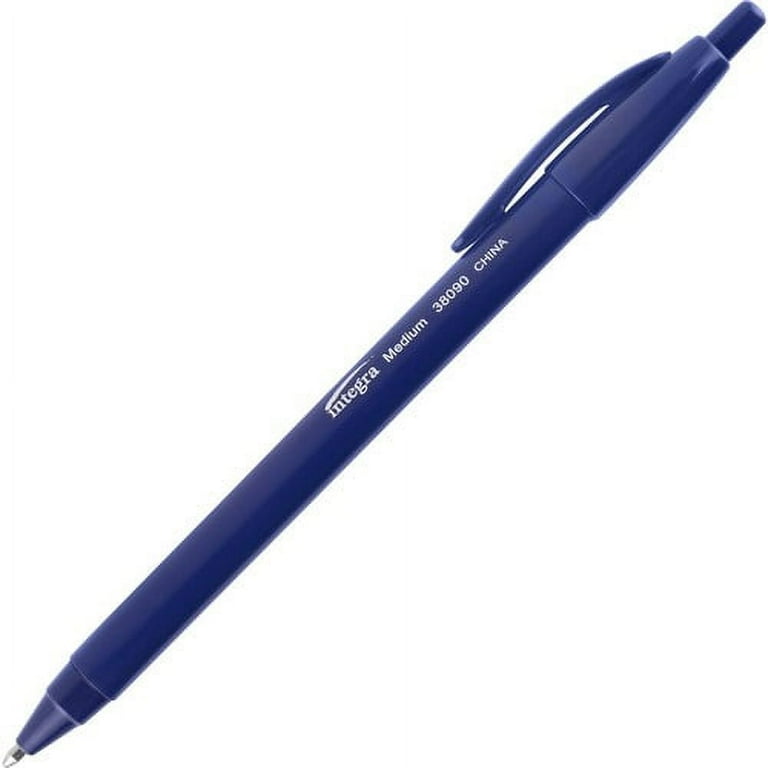 Integra Triangular Barrel Retractable Ballpnt Pens - Medium Pen Point - Retractable - Black - Black Plastic Barrel - 1 Dozen Integra Triangular Barrel Retractable Ballpnt Pens - Medium Pen Point - Retractable - Black - Black Plastic Barrel - 1 Dozen