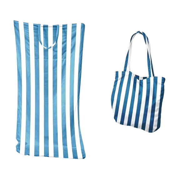 Integrated Beach Towel Bag with Shoulder & Backpack - Portable Swimming Towel, Stylish Geometric Design, Durable Nylon, Perfect for Beach, Travel & Camping,Dark Blue