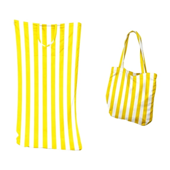 Integrated Beach Towel Bag with Shoulder & Backpack - Portable Swimming Towel, Stylish Geometric Design, Durable Nylon, Perfect for Beach, Travel & Camping,Yellow
