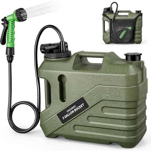 Integrated Camping Shower Spill Resistant, Electric Portable Shower for Camping with 5 Gallon Food-Grade Water Jug, Easy to Store for Hiking, Beach, 7-Mode Shower Head, IPX7 Waterproof