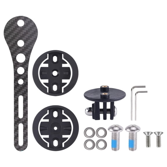 Integrated Carbon Fiber Frame for Mounting Bike Computers Action Cams and For Lights Direct Handlebar Attachment (145mm Black)