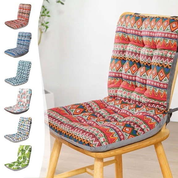Integrated Cushion,Seat & Back Pad Flocking Fabric Breathable Non Slip With Fixed Bands For Chair And Tatami Use