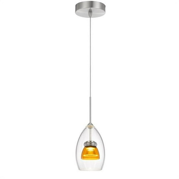 Integrated Dimmable LED Double Glass Mini Pendant Light - Clear Yellow - 6W - 450 Lumen & 3000K