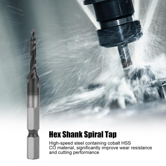 Integrated Drill Tap Set, High,Speed Steel, Spiral Flute, Durable Hex Shank, Versatile