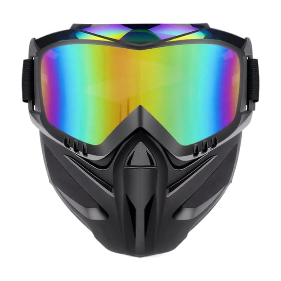Integrated Face Mask with Anti-Fog Goggles, Wind Dust Sand Proof Detachable Adjustable Protective Mask, High Impact Plastic for Cycling Skiing Welding Paintball Airsoft