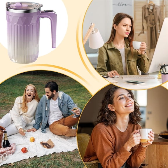 Integrated Heating Automatic Mixing Mug, Rechargeable Stainless Steel Drink Cup