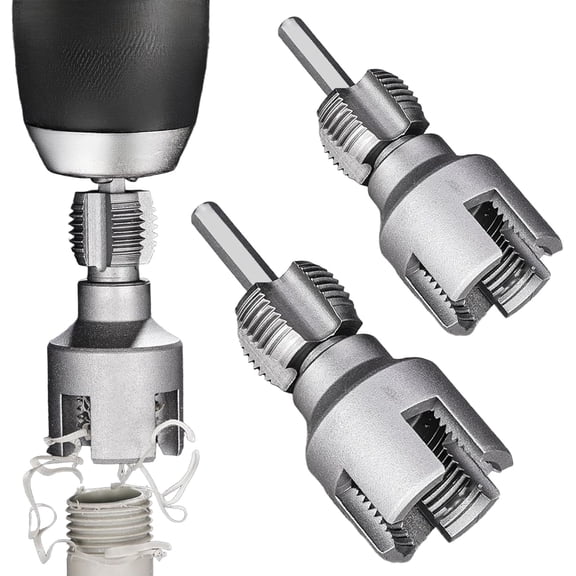 Integrated Internal & External Pipe Threading Tool  1/2" & 3/4" PVC Pipe Threader Kit, Electric Drill Compatible, Dual-Function Rethreading Tool for Water Pipes