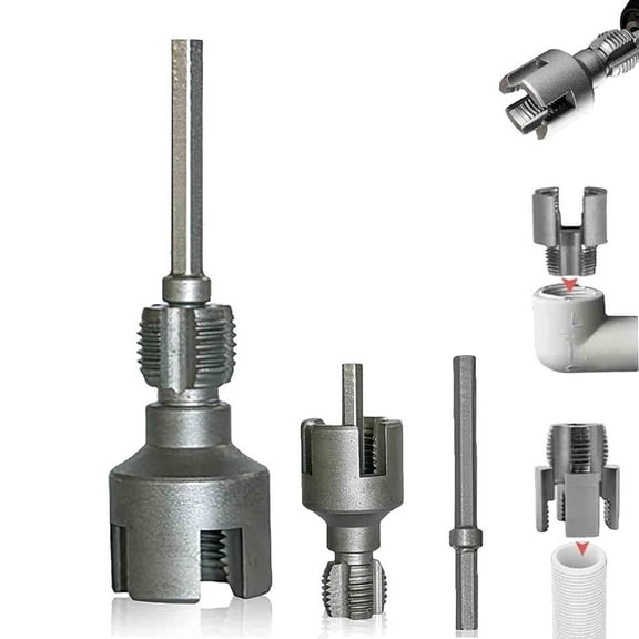 Integrated Internal & External Pipe Threading Tool,1/2'' and 3/4'' Water Pipe Internal and External Integrated Threader, Pipe Thread Cutting Tool for Electric Drill, PVC Thread Maker Tool