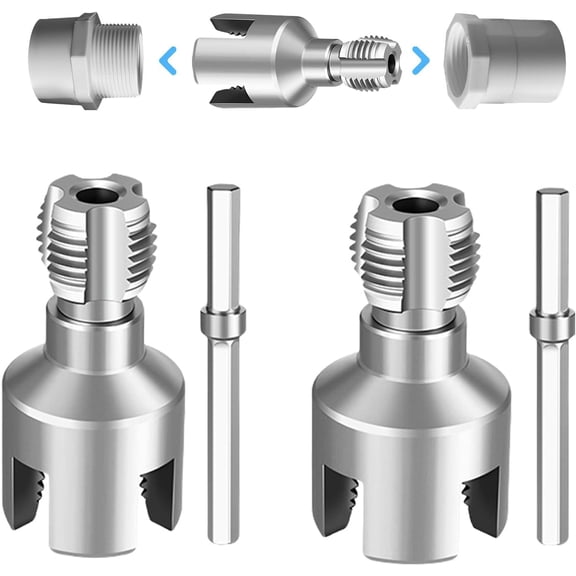 Integrated Internal & External Pipe Threading Tool, 2025 New Pvc Pipe Threader Kit - 1/2 & 3/4 Water Pipe Internal Thread Opener Tool for Electric Drill (1/2" + 3/4")