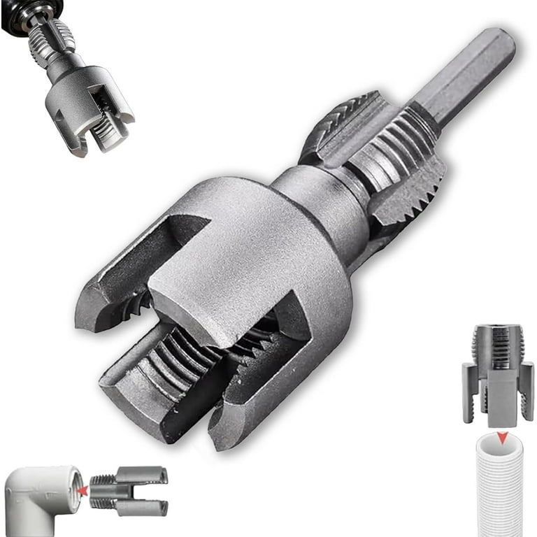 2-Piece Pipe Threading Tool Set - Internal & External Thread Cutter For PVC Pipes, Fits 1/2" & 3/4", Works With Electric Drill
