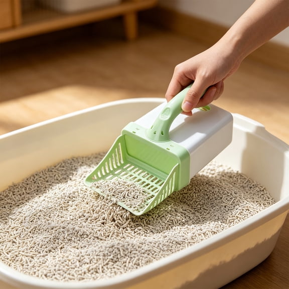 Integrated Litter Scoop, Stores Waste with Built-In Bin, Kitty Poop System, One-Step Sift and Seal Design and Odor-Proof Storage for Daily Cleaning, Travel, and Multi-Cat Homes.