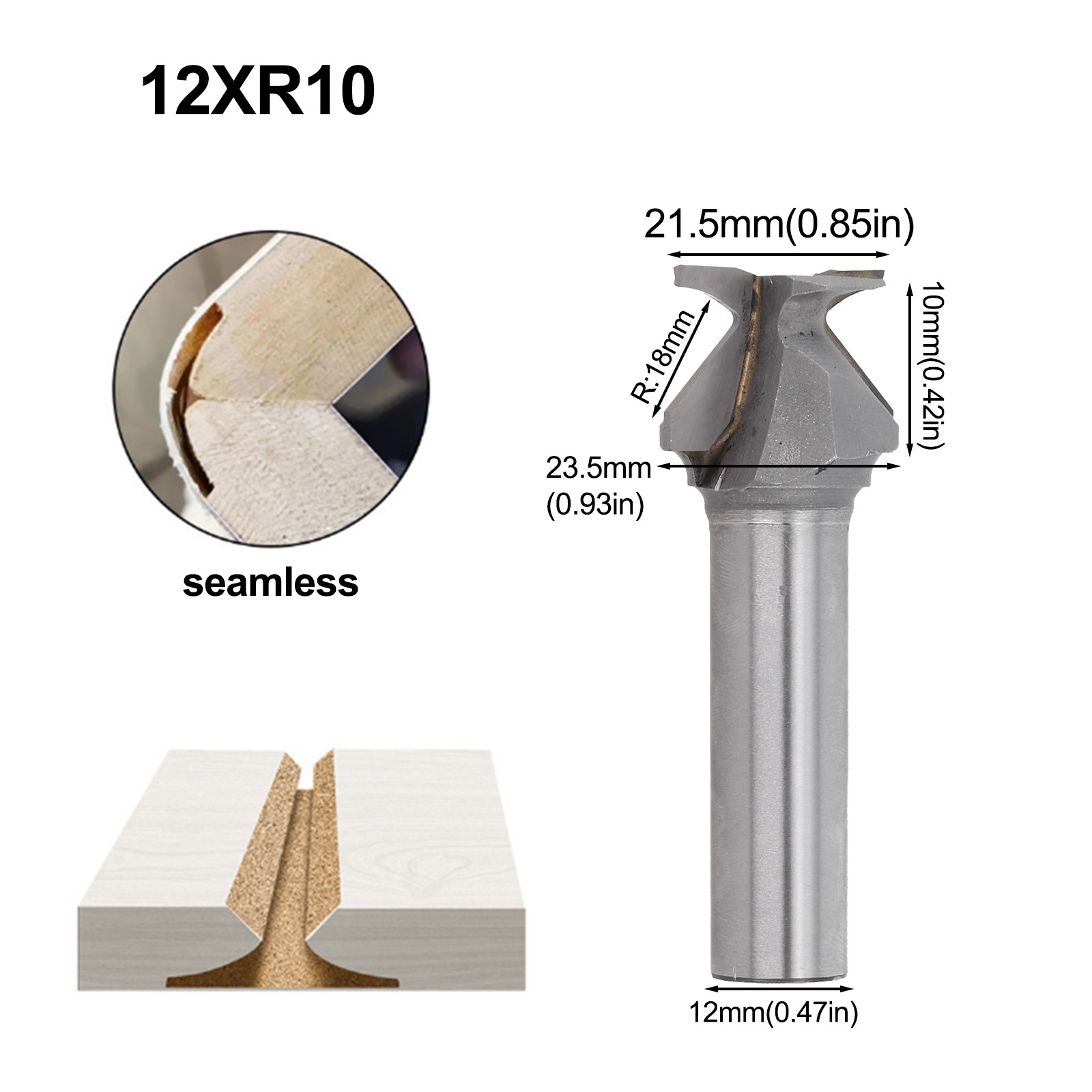 Fraise Défonceuse Bois R18/R30/R50 - 1/2" 12.7mm Queue - Courbure Arc Intégrée