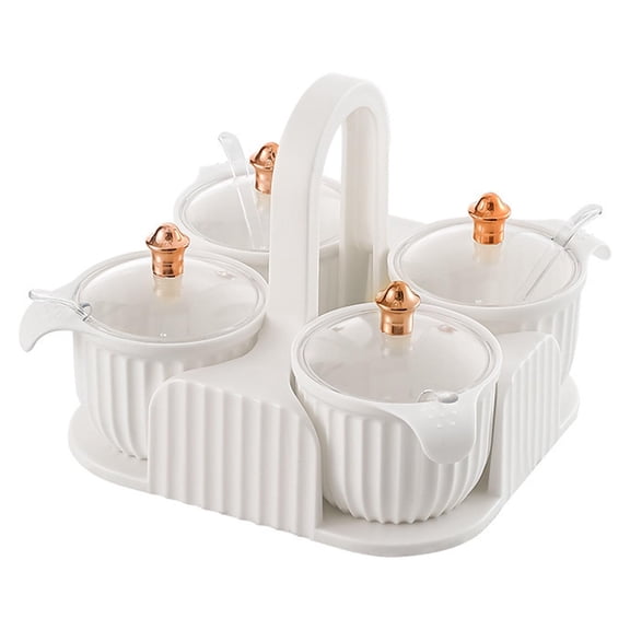 Integrated Multi-Grid Seasoning Box Household Combination Light Luxury Design Sealed Storage Jars With Transparent Lids And Spoon Slots Kitchen Organization Containers For Spices