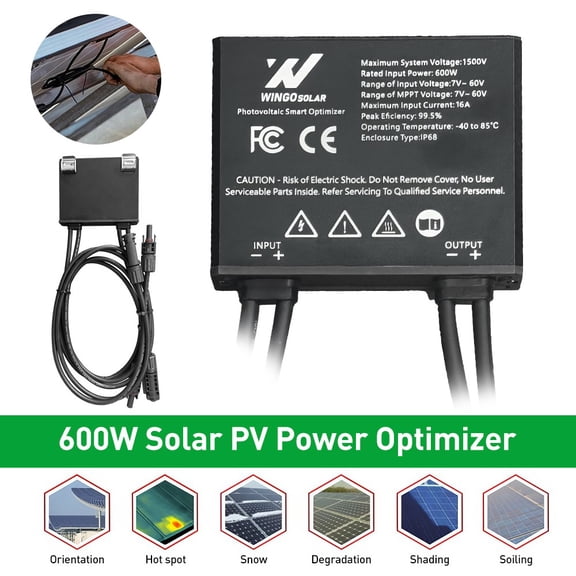 Integrated PV Power Optimizer MPPT 600W 60V IP67 Real-time Solar Panel Monitor