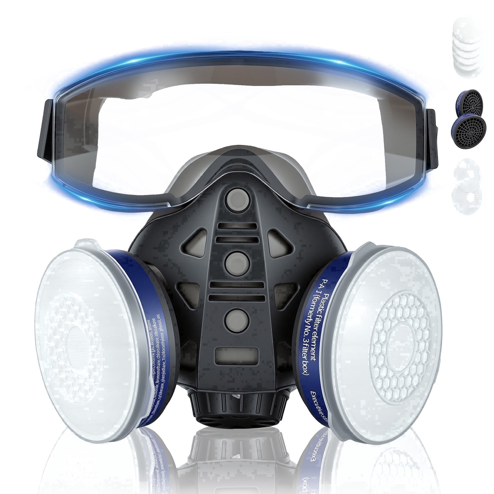 Pomerol Integrated Reusable Full Face Respirator Mask with Safety ...