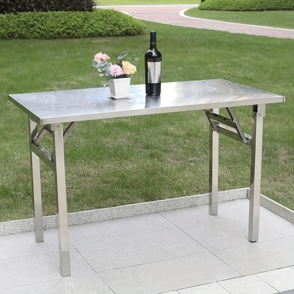 Integrated Stainless Steel Portable Table, Reinforced Load-Bearing Without Shaking, Suitable for Camping, Mobile Stalls, Back Kitchens