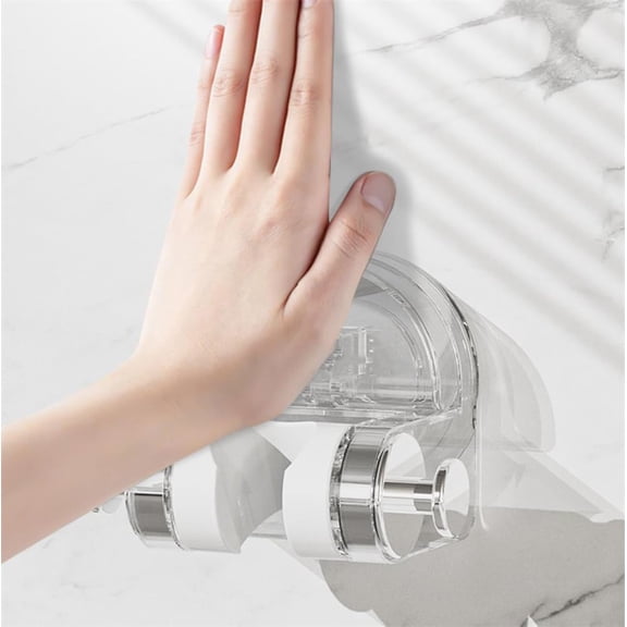 Integrated Suction Cup Shower Rack, Integrated Suction Cup Shower Rack Wall Mounted Non Perforated Shower Fixture, Shower Holder, Adjustable Shower Head Holder, Bathroom Essentials, Silver