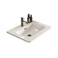 thumbnail image 1 of Integrated White Ceramic Bathroom Sink with Glossy Non-Porous Surface, Universal Vanity or Wall-Mount Installation, Easy-Clean Design, Space-Saving Basin, Drain and Faucet Excluded, 1 of 5