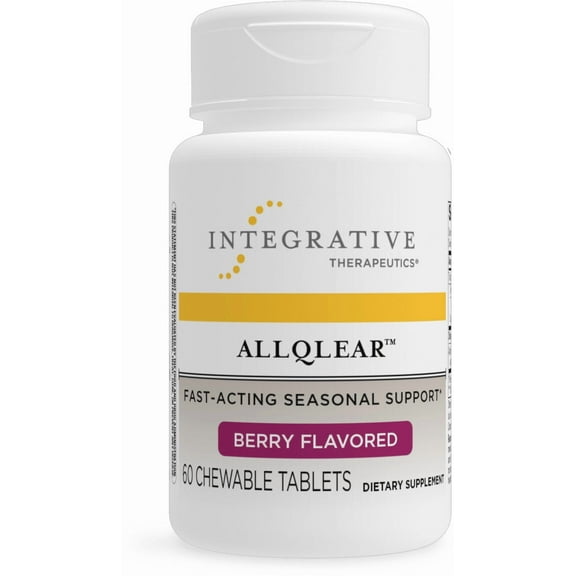 Integrative Therapeutics AllQlear - Fast-acting Seasonal Support Supplement with Quail Egg and Flavonoids* - Berry Flavored - Gluten Free - Dairy Free - 60 Chewable Tablets