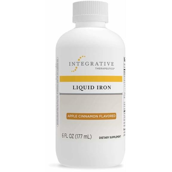 Integrative Therapeutics Liquid Iron - Energy Support Supplement- with Vitamin B12 & Folate - Liquid Supplement for Convenience - Gluten & Dairy-Free - Apple Cinnamon Flavored, 6 fl oz (35 Servings)