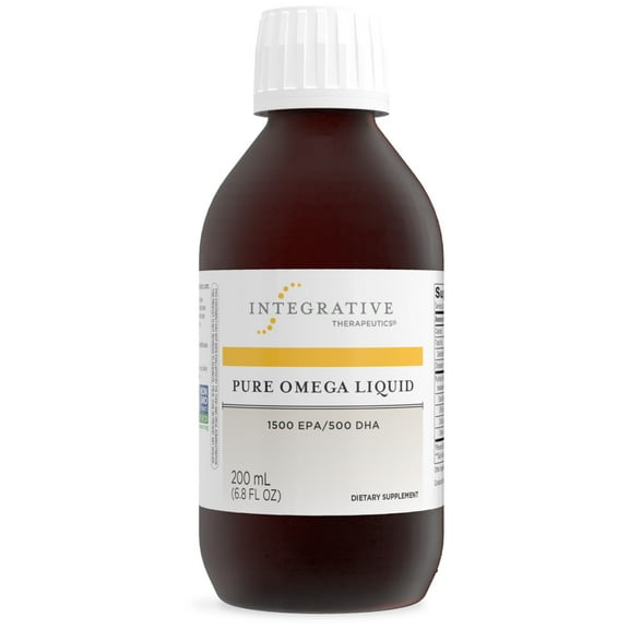 Integrative Therapeutics - Pure Omega Liquid Fish Oil - Natural Lemon Flavor - 2300 mg Omega 3 Fatty Acids with EPA and DHA - Wild Fish Oil - No Fishy Burp Back - 6.8 fl oz